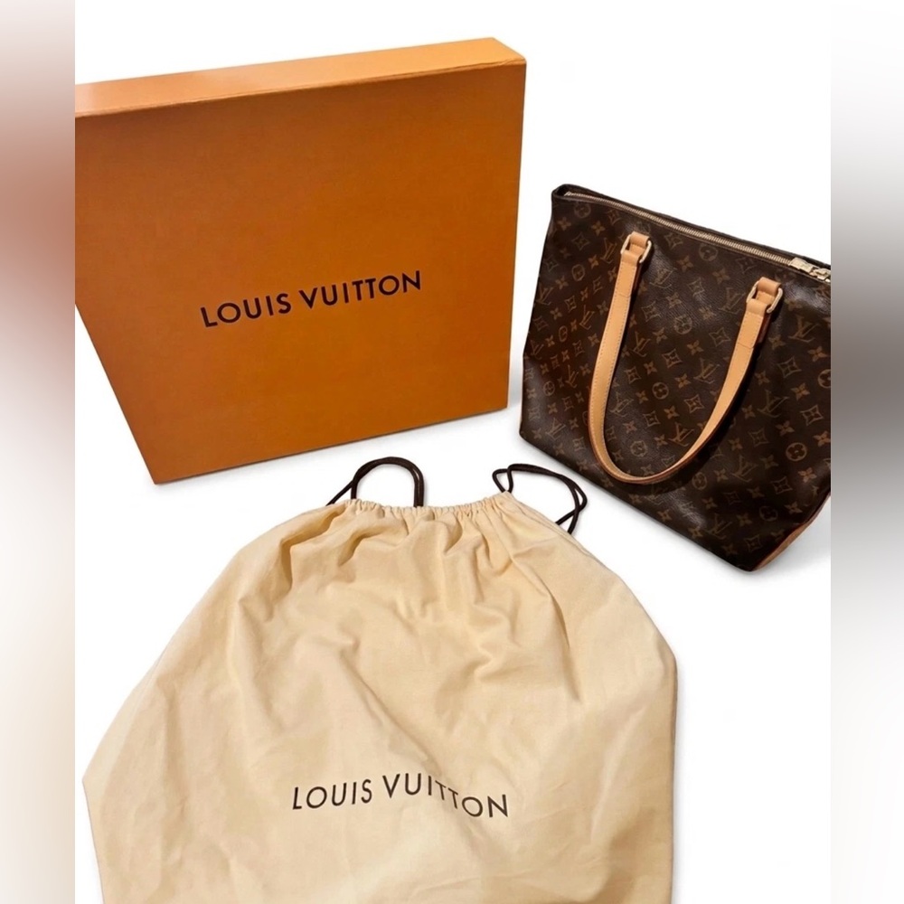 Louis Vuitton Cabas Mezzo Purse Monogram Leather Shoulder Bag Handbag with Box